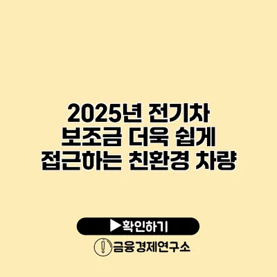 2025년 전기차 보조금 더욱 쉽게 접근하는 친환경 차량