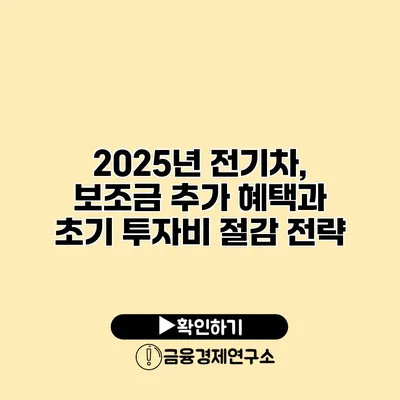 2025년 전기차, 보조금 추가 혜택과 초기 투자비 절감 전략