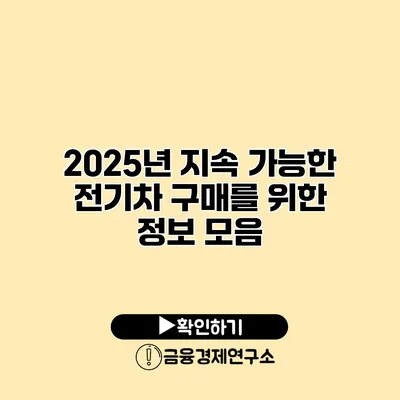 2025년 지속 가능한 전기차 구매를 위한 정보 모음