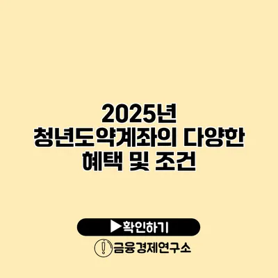 2025년 청년도약계좌의 다양한 혜택 및 조건