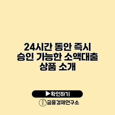 24시간 동안 즉시 승인 가능한 소액대출 상품 소개