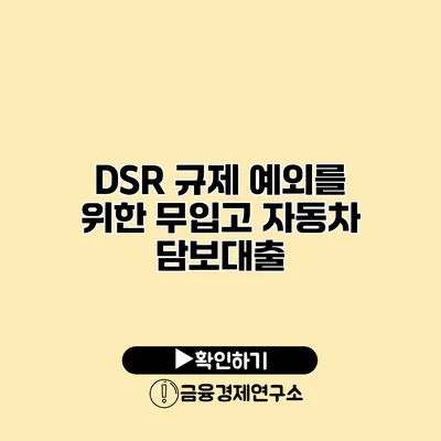 DSR 규제 예외를 위한 무입고 자동차 담보대출