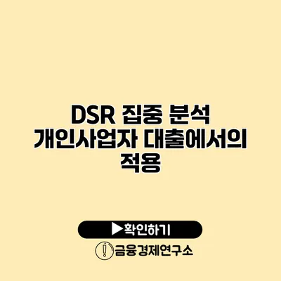 DSR 집중 분석 개인사업자 대출에서의 적용