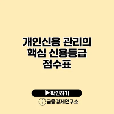 개인신용 관리의 핵심 신용등급 점수표