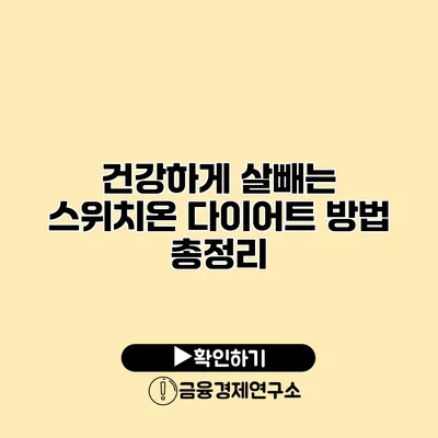 건강하게 살빼는 스위치온 다이어트 방법 총정리