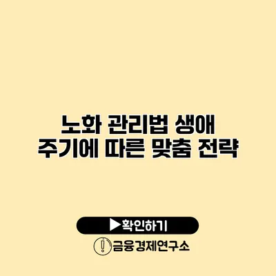 노화 관리법 생애 주기에 따른 맞춤 전략