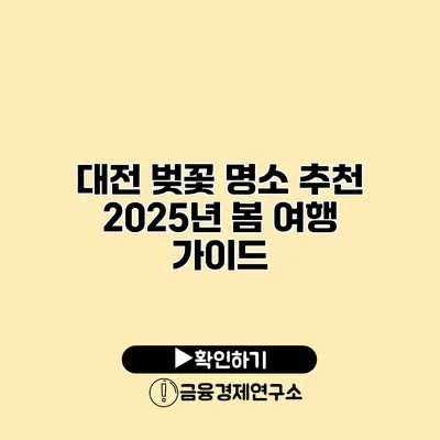 대전 벚꽃 명소 추천 | 2025년 봄 여행 가이드