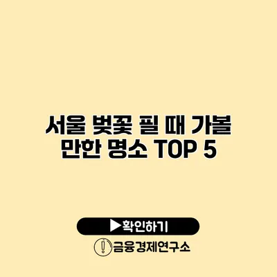 서울 벚꽃 필 때 가볼 만한 명소 TOP 5