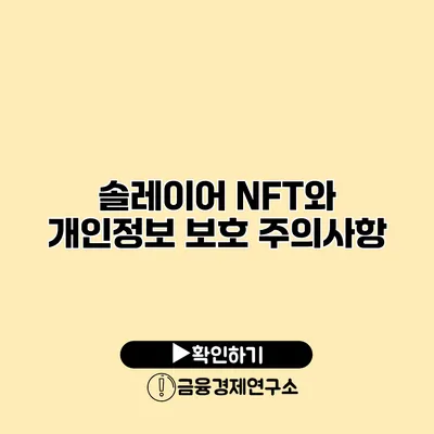 솔레이어 NFT와 개인정보 보호 주의사항