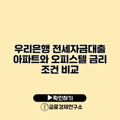 우리은행 전세자금대출 아파트와 오피스텔 금리 조건 비교