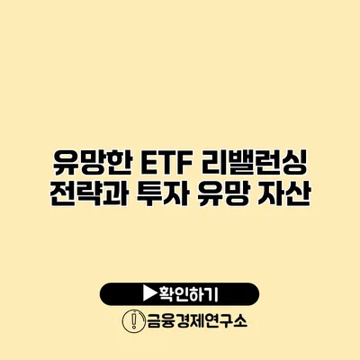 유망한 ETF 리밸런싱 전략과 투자 유망 자산