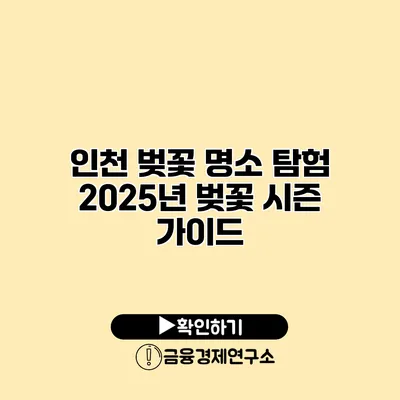 인천 벚꽃 명소 탐험 2025년 벚꽃 시즌 가이드