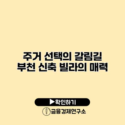 주거 선택의 갈림길 부천 신축 빌라의 매력