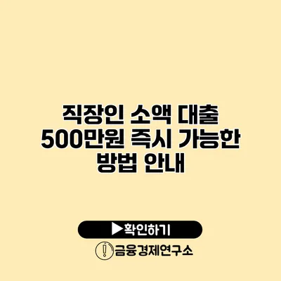 직장인 소액 대출 500만원 즉시 가능한 방법 안내