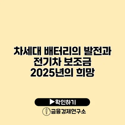 차세대 배터리의 발전과 전기차 보조금 2025년의 희망
