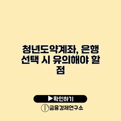 청년도약계좌, 은행 선택 시 유의해야 할 점