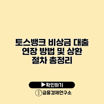 토스뱅크 비상금 대출 연장 방법 및 상환 절차 총정리