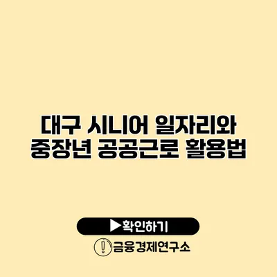 대구 시니어 일자리와 중장년 공공근로 활용법