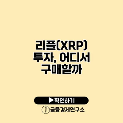 리플(XRP) 투자, 어디서 구매할까?