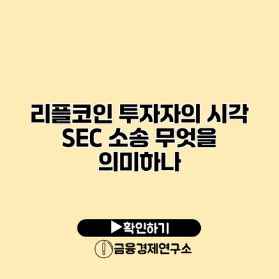 리플코인 투자자의 시각 SEC 소송 무엇을 의미하나?