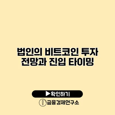 법인의 비트코인 투자 전망과 진입 타이밍