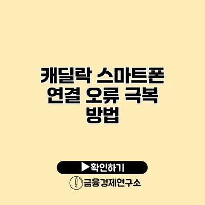 캐딜락 스마트폰 연결 오류 극복 방법