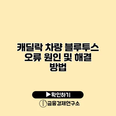 캐딜락 차량 블루투스 오류 원인 및 해결 방법