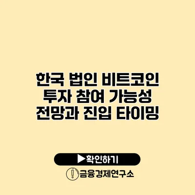 한국 법인 비트코인 투자 참여 가능성 전망과 진입 타이밍